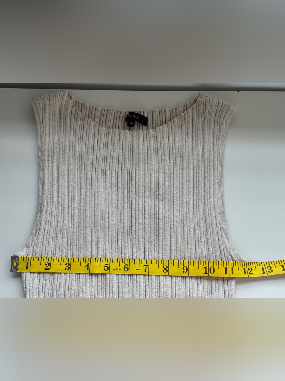 Quince Cotton Cashmere Ribbed Sleeveless Midi Dress - Heather Oatmeal - Size M - Picture 14 of 16